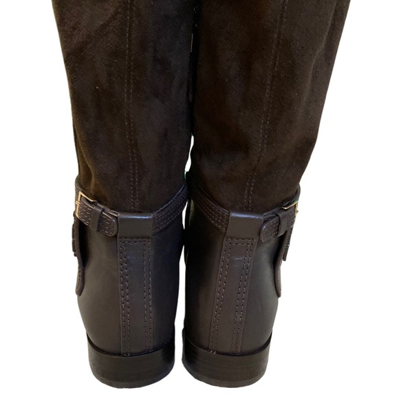 NWOB Tory Burch Brown Wyatt Leather & Suede 50/50 Knee High Riding Boots- Sz 6.5 - Picture 7 of 10
